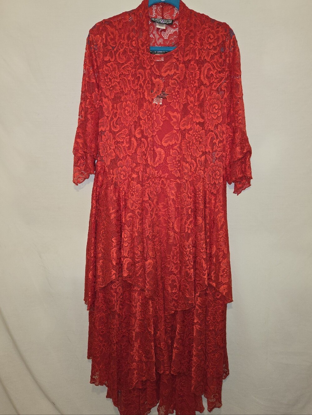 The Pyramid Collection Sz S 3 Piece Red Lace Dress Goth/Beetlejuice